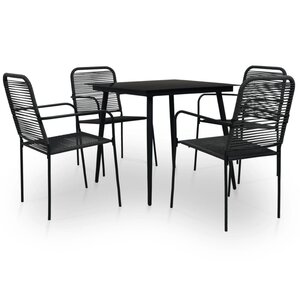 vidaXL Ensemble à manger de jardin 5 Pièces Corde en coton et acier Noir