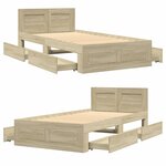 vidaXL Cadre de lit avec tête de lit chêne sonoma 75x190 cm