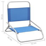 vidaXL Chaises de plage pliables 2 Pièces Bleu Tissu