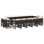 vidaXL Ensemble à manger de jardin avec coussins 15 Pièces marron rotin