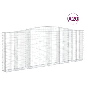 vidaXL Paniers à gabions arqués 20 Pièces 400x30x140/160 cm Fer galvanisé