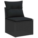 vidaXL Ensemble de canapé de jardin avec coussin 9 Pièces Noir Poly rotin