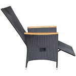 Vidaxl chaise inclinable de jardin 2pc et coussins résine tressée noir