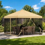 vidaXL Abri de jardin avec parois 3 x 3 m Crème Polyester et Acier