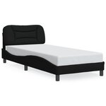 vidaXL Cadre de lit avec tête de lit Noir 90x200 cm Tissu