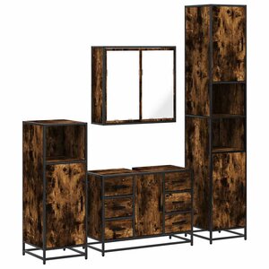 vidaXL Ensemble meubles salle de bain 4 Pièces chêne fumé bois ingénierie