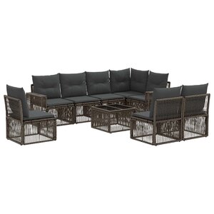 vidaXL Ensemble de canapé de jardin 9 pc Gris et Gris foncé polyrotin