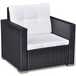 vidaXL Salon de jardin 6 Pièces avec coussins résine tressée noir