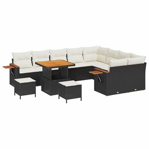 vidaXL Ensemble de canapé de jardin 12 Pièces Noir Poly rotin