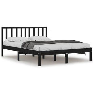 vidaXL Cadre de lit sans matelas noir bois de pin massif