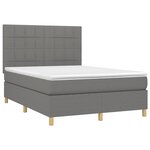 vidaXL Sommier à lattes de lit et matelas et LED Gris foncé 140x200 cm