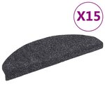 vidaXL Tapis d'escalier Poinçon aiguilleté 15Pièces 65x21x4 cm Gris foncé