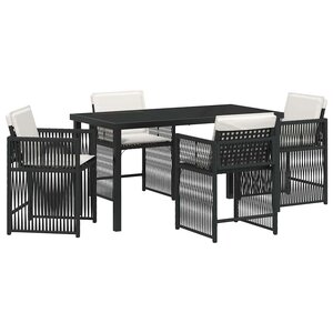 vidaXL Ensemble de salle à manger pour jardin 5 Pièces Noir polyrotin