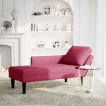 vidaXL Fauteuil long avec coussin et accoudoir droit rouge bordeaux