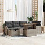 vidaXL Ensemble de canapé de jardin 7 Pièces Gris polyrotin