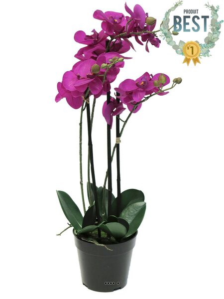 Orchidée phalaenopsis faux 3 hampes &pot h60cm top qualité fushia best - couleur: rose fushia