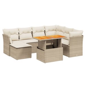 vidaXL Salon de jardin avec coussins 8 Pièces beige résine tressée