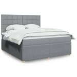 vidaXL Sommier à lattes de lit avec matelas Gris clair 180x200cm Tissu