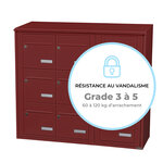 Bloc collectif Leabox  3x3  grade 3  simple face  extérieur  fixation murale  rouge brun ral 3011 finition brillante