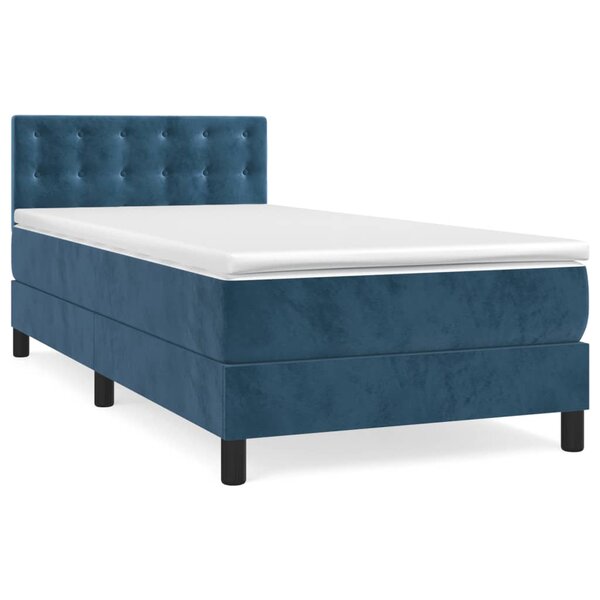 vidaXL Sommier à lattes de lit avec matelas Bleu foncé 100x200 cm