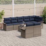 vidaXL Ensemble de canapé de jardin avec coussin 9 Pièces Gris polyrotin