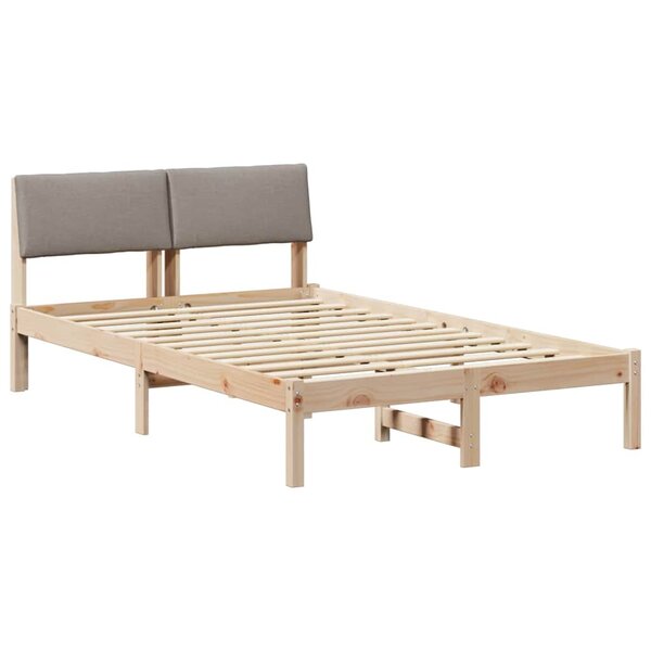 vidaXL Cadre de lit Marron et taupe 120 x 190 cm Bois massif en pin
