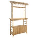 vidaXL Table de bar extérieure Naturel 110 x 50 x 209 cm Bambou