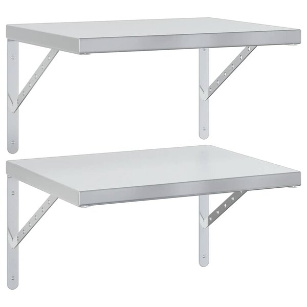 vidaXL Étagères murales 2 Pièces 50x40 cm argenté acier inoxydable