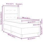Lit Box Spring vidaXL avec Matelas & Lumière LED Gris clair 80x200 cm Tissu