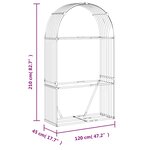 vidaXL Porte-bûches gris clair 120x45x210 cm acier galvanisé