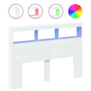 vidaXL Armoire tête de lit avec LED blanc 140x17x102 cm