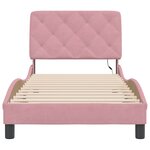 vidaXL Cadre de lit avec lumières LED rose 90x190 cm velours