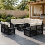 vidaXL Ensemble de canapé de jardin 12 pc Noir polyrotin