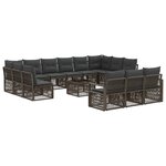 vidaXL Ensemble de canapé de jardin 14 Pièces Gris polyrotin