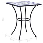 vidaXL Table de bistro mosaïque Bleu et blanc 60 cm Céramique