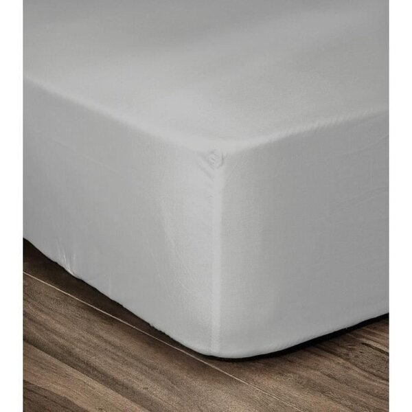 Drap housse gris clair 100  coton 90 x 190 x 30 cm