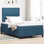 Lit Box Spring vidaXL avec Matelas et LED Bleu Foncé 120x200 cm Velours