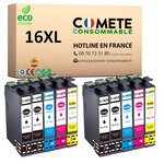 16XL - 10 cartouches d'encre compatibles pour Epson 16 XL - COMETE