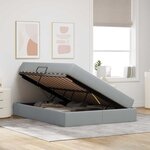 vidaXL Lit avec rangement et matelas Gris clair 140 x 190 cm Polyester