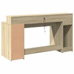 Bureau table poste de travail meuble d'ordinateur informatique étude avec lumières LED chêne sonoma bois d'ingénierie brun 02_0023421