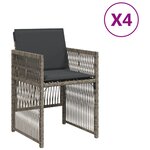 vidaXL Chaises de jardin avec coussins lot de 4 gris résine tressée