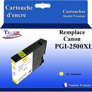 T3AZUR - Cartouche compatible avec Canon PGI2500XL PGI-2500 XL pour Canon Maxify IB-4050 IB-4150 MB-5050 MB-5150 MB-5155 MB-5350 MB-5450 MB-5455 - Jaune