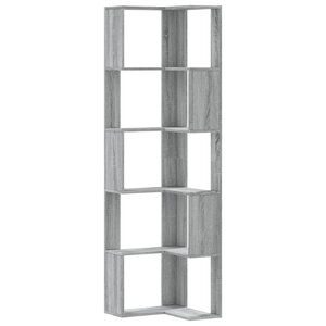 vidaXL Bibliothèque d'angle à 5 niveaux sonoma gris bois d'ingénierie