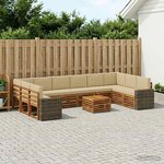 vidaXL Ensemble de canapés d'extérieur 11 Pièces Naturel et Beige