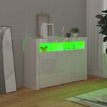 vidaXL Buffet avec lumières LED blanc brillant 115 5x30x75 cm