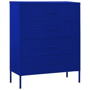 vidaXL Commode Bleu marine 80x35x101 5 cm Acier