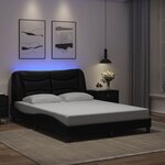 vidaXL Cadre de lit avec lumières LED noir 140x190 cm similicuir