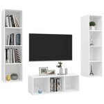 vidaXL Ensemble de meuble TV 3 Pièces Blanc Bois d'ingénierie