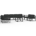 vidaXL Salon de jardin 9 Pièces avec coussins Aluminium Anthracite