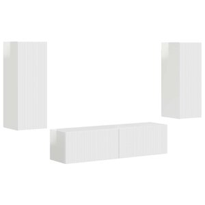 vidaXL Ensemble meuble TV 2 Pièces Blanc brillant Bois d'ingénierie